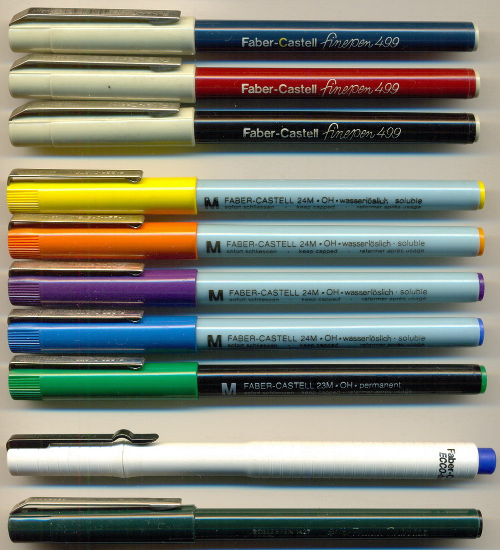 FABER-CASTELL  finepen 499 GERMANY / 24 M . OH GERMANY / 23 M . OH GERMANY / ECCO-tec 305 0.5 / ROLLERPEN 1427 GERMANY
