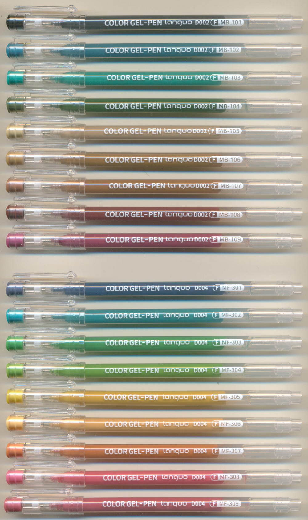 LANGUO 0.6 (F) needle COLOR GEL-PEN || D002 MB - D004 MF