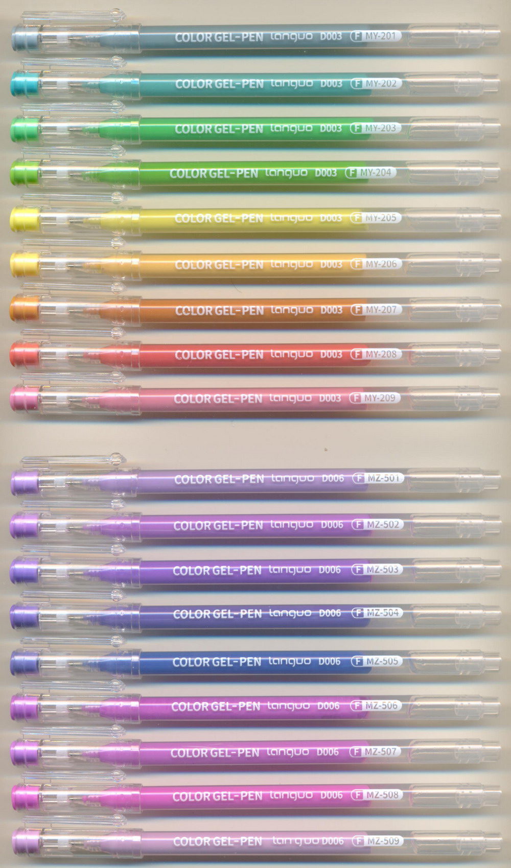 LANGUO 0.6 (F) needle COLOR GEL-PEN || D003 MY - D006 MZ