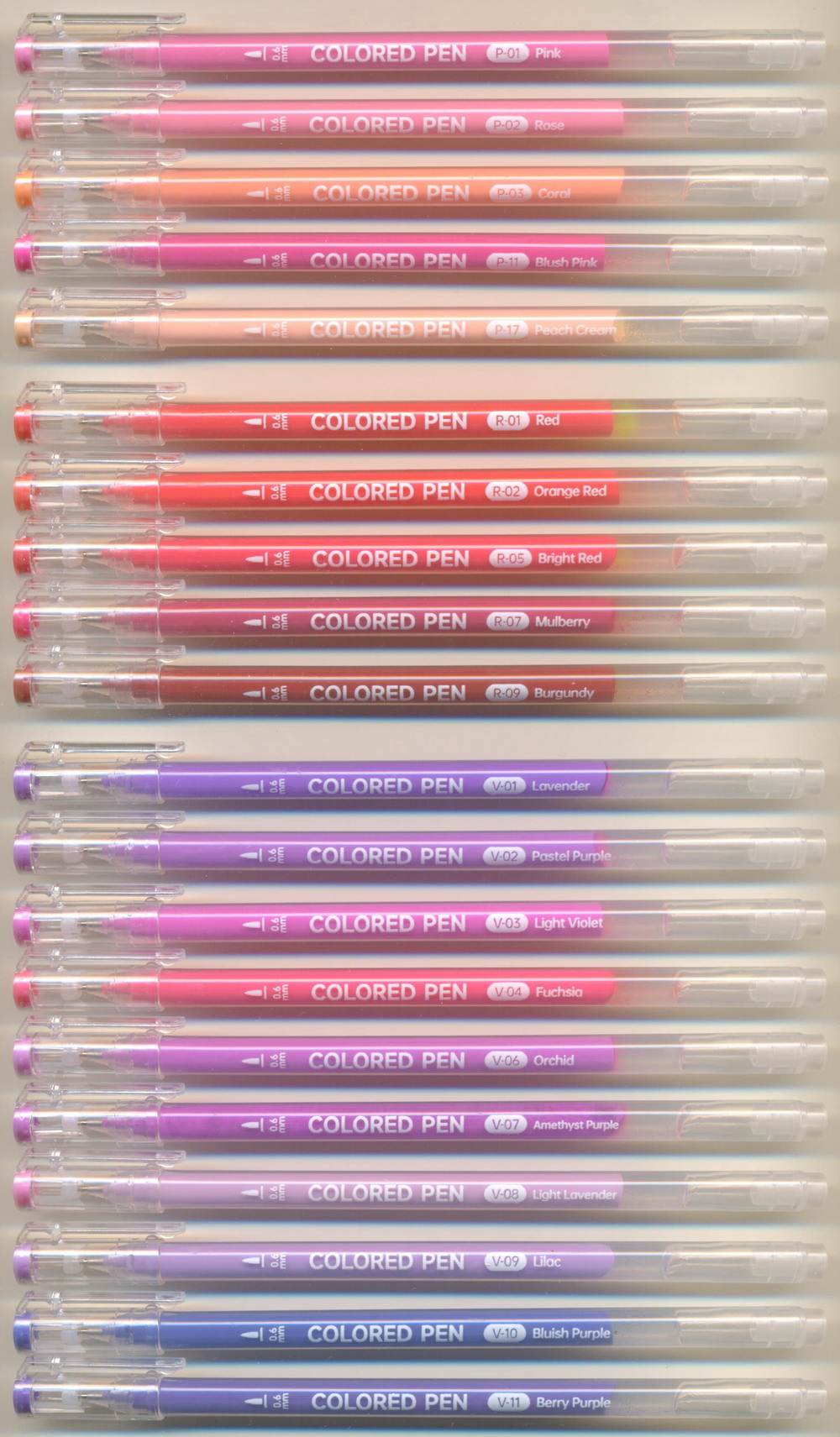 SHUTTLE ART 0.6 P rosa . R rosso . V viola