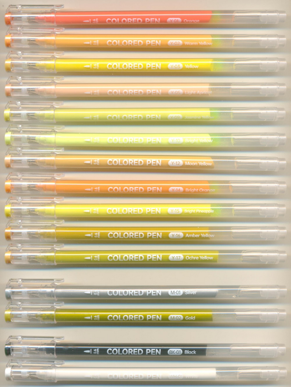 SHUTTLE ART 0.6 Y giallo . M metal . BK nero. WH bianco